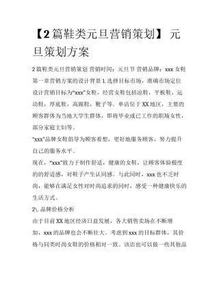 【2篇鞋类元旦营销策划】 元旦策划方案