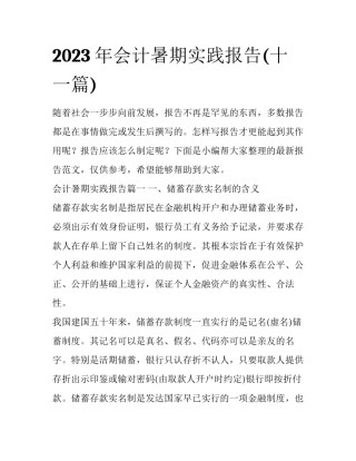 2023年会计暑期实践报告(十一篇)