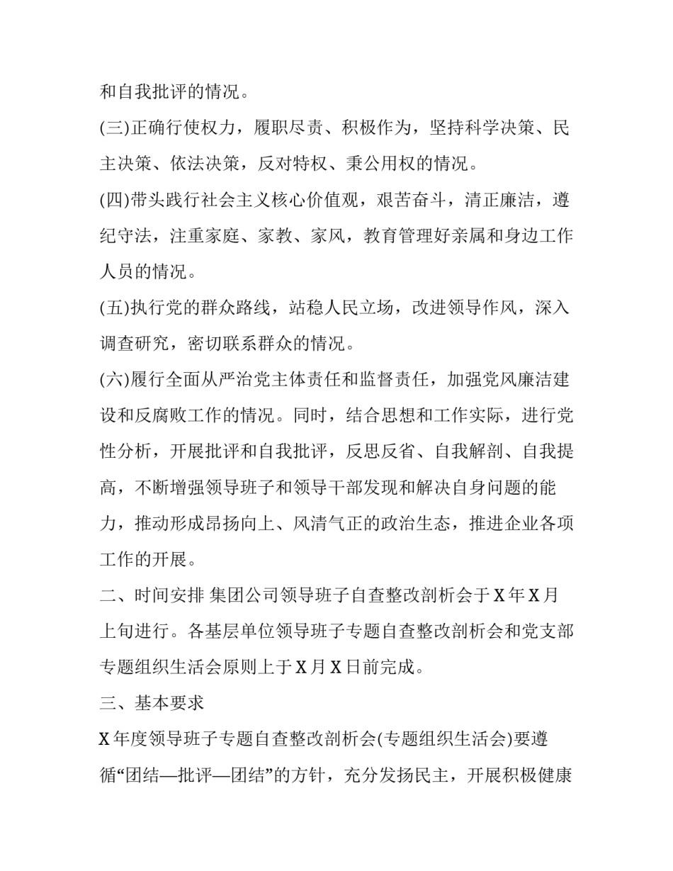 集团公司领导班子专题自查整改剖析会和党支部专题组织会方案 党支部班子_第2页
