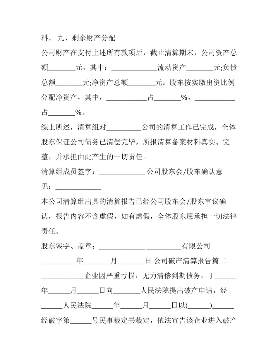 2023年公司破产清算报告(8篇)_第3页