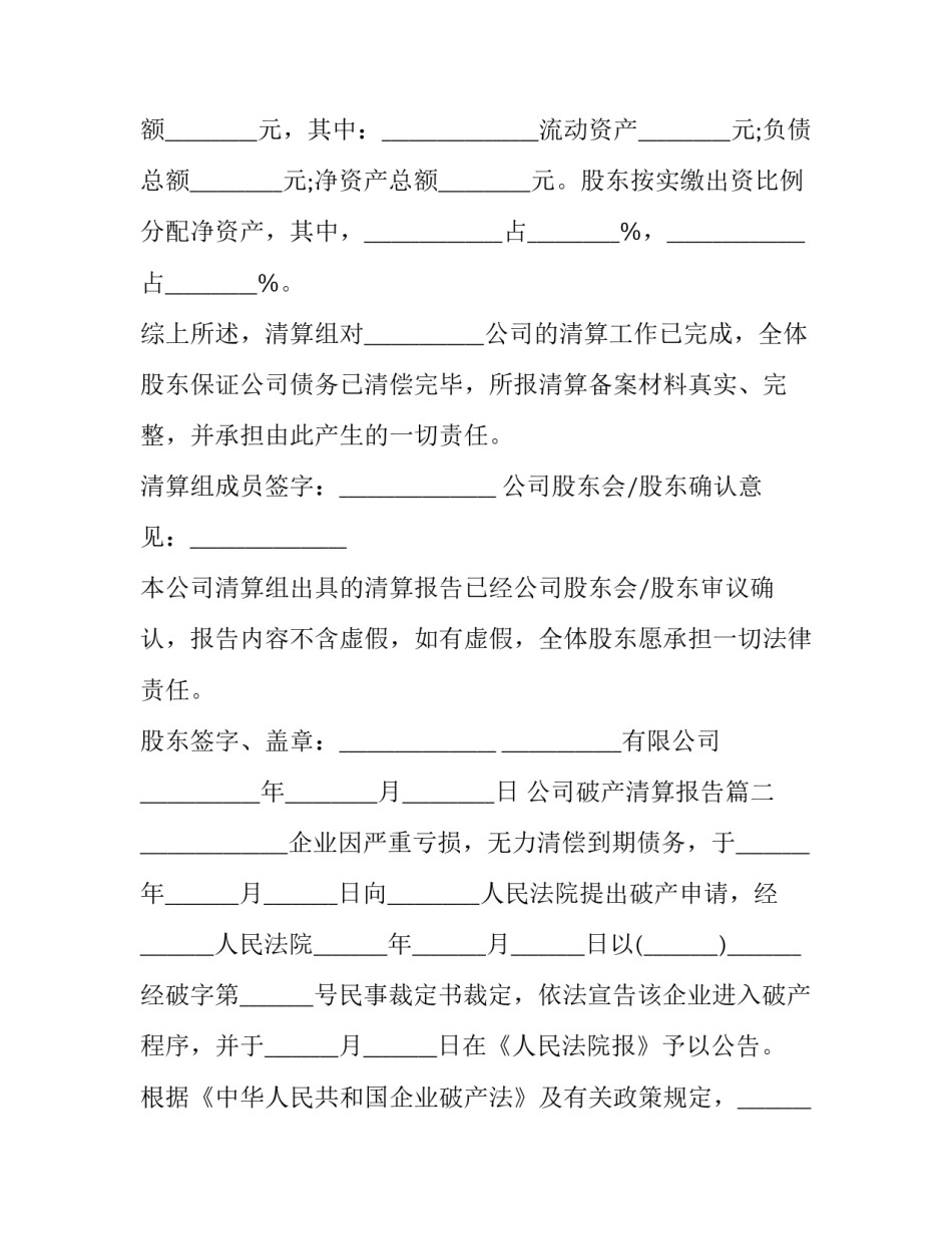 最新公司破产清算报告(八篇)_第3页