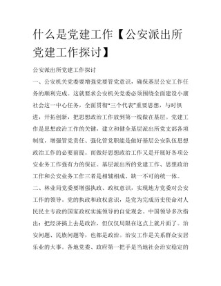什么是党建工作【公安派出所党建工作探讨】