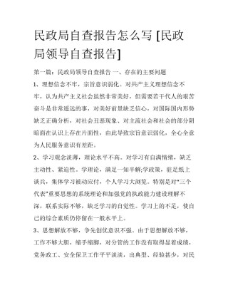 民政局自查报告怎么写 [民政局领导自查报告] 