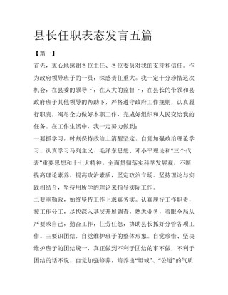 县长任职表态发言五篇
