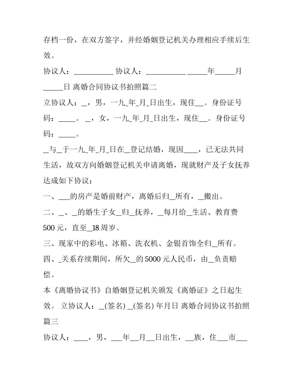 2023年离婚合同协议书拍照(十六篇)_第2页