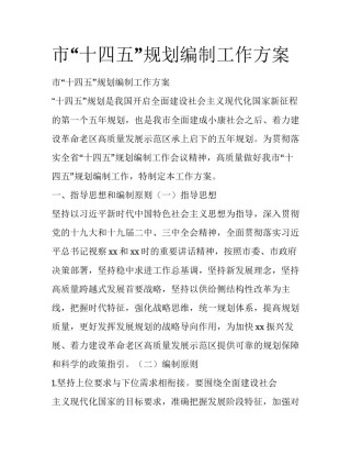 市“十四五”规划编制工作方案