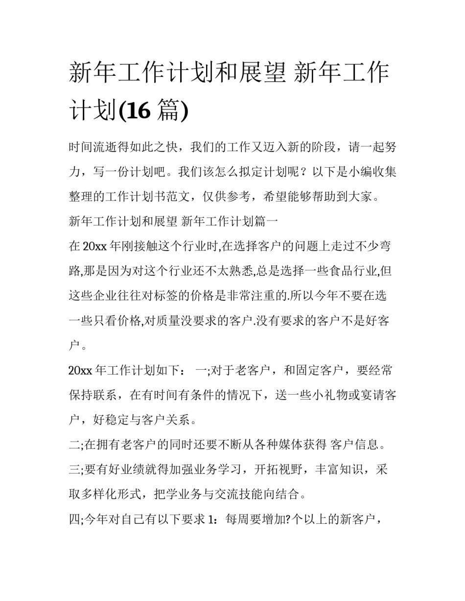 新年工作计划和展望 新年工作计划(16篇)_第1页