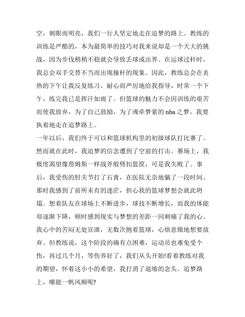 追梦的演讲稿 追梦的演讲稿400字(6篇)_第2页