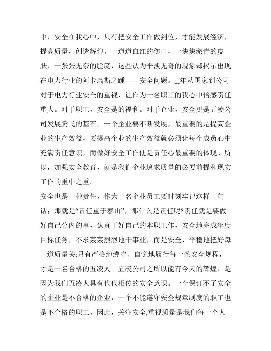 2023年电力行业安全生产演讲稿 2023年电力行业安全生产演讲稿题目(6篇)_第2页