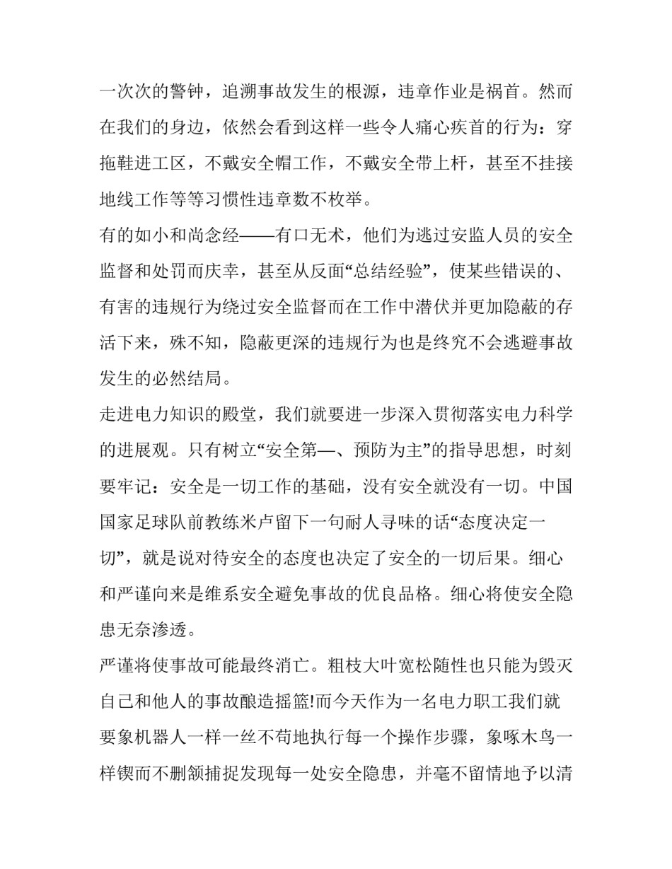 电力安全生产演讲题目 电厂安全生产演讲(4篇)_第3页