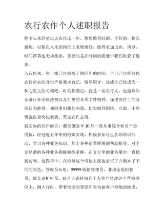 农行农作个人述职报告
