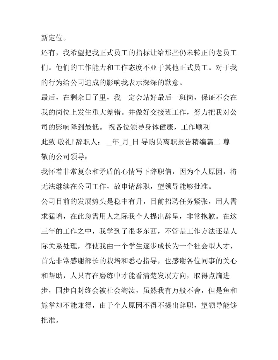最新导购员离职报告精编(3篇)_第2页