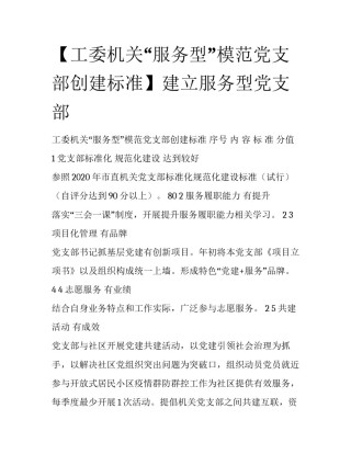【工委机关“服务型”模范党支部创建标准】建立服务型党支部