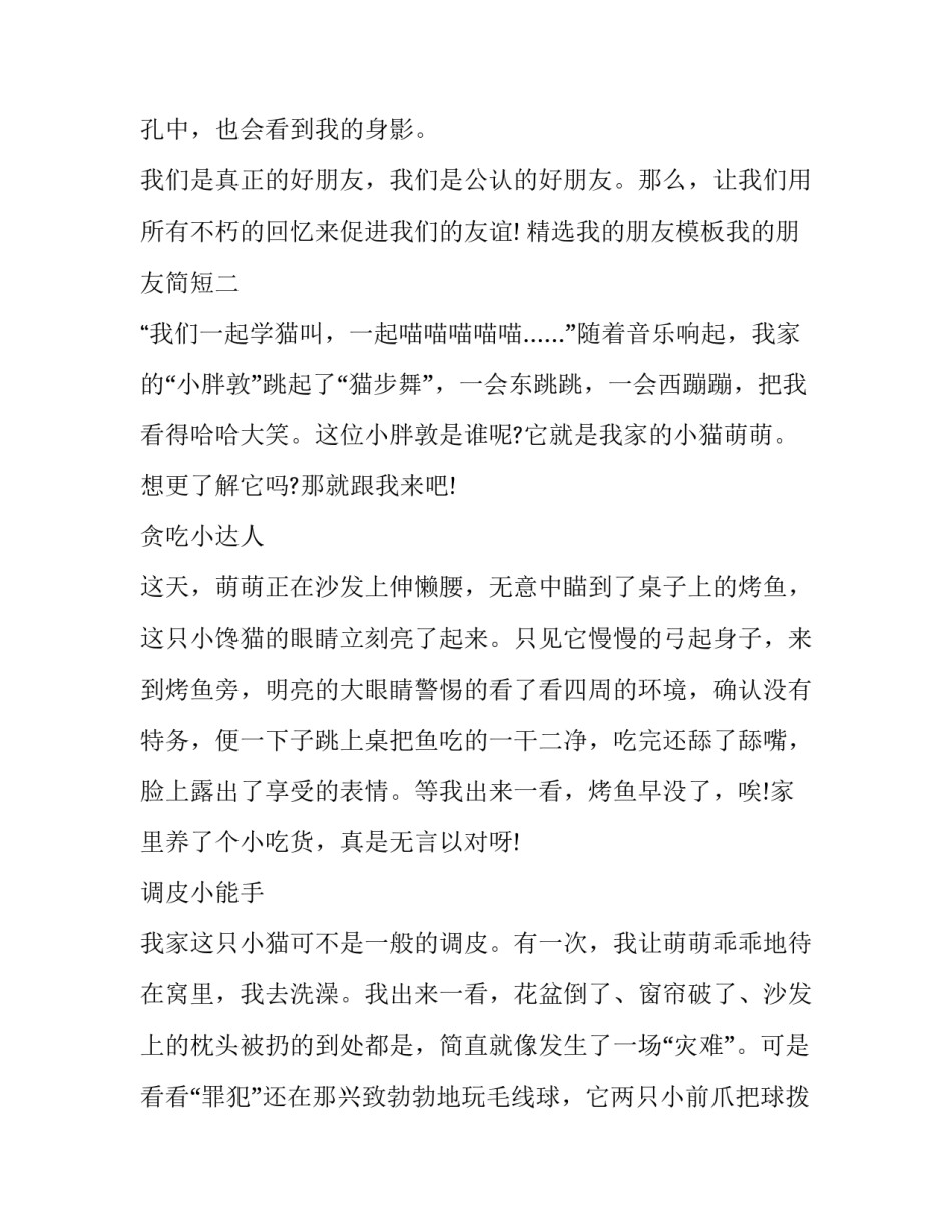 我的朋友模板我的朋友简短 我的朋友模版(九篇)_第3页