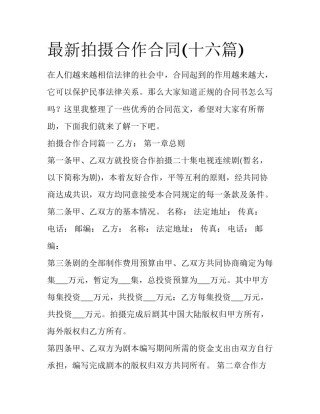 最新拍摄合作合同(十六篇)