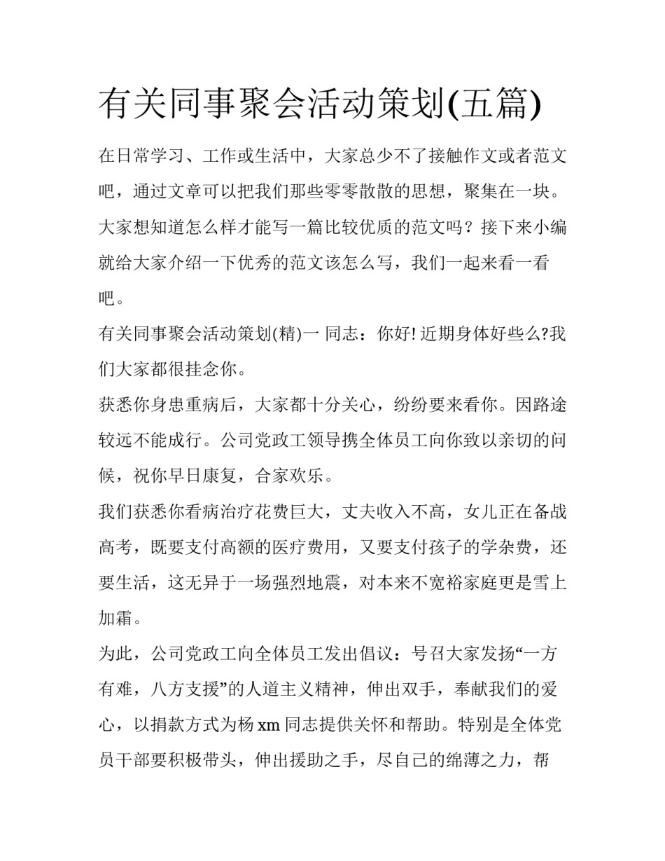 有关同事聚会活动策划(五篇)_第1页