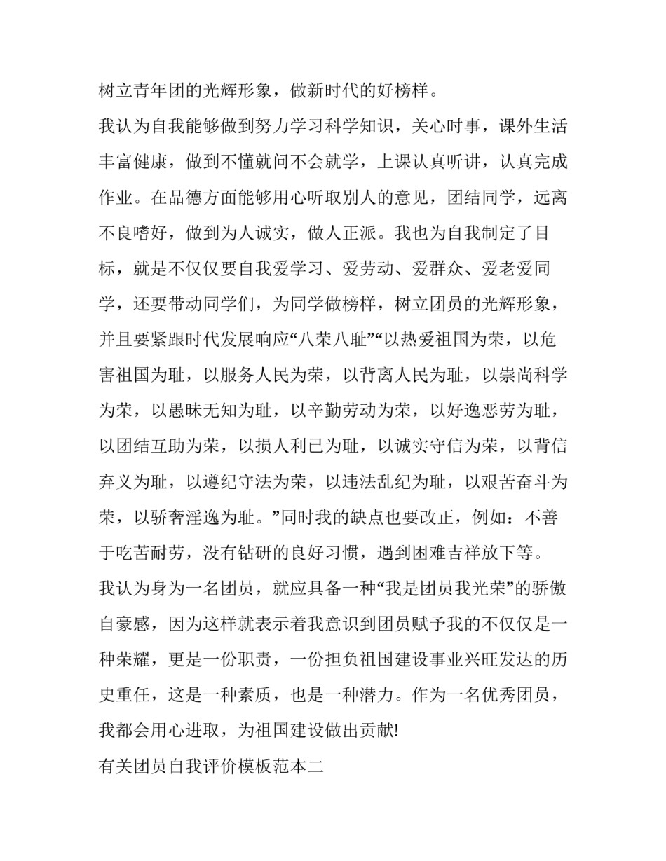 团员自我评价模板范本 团员自我评价模板范本大全(4篇)_第2页