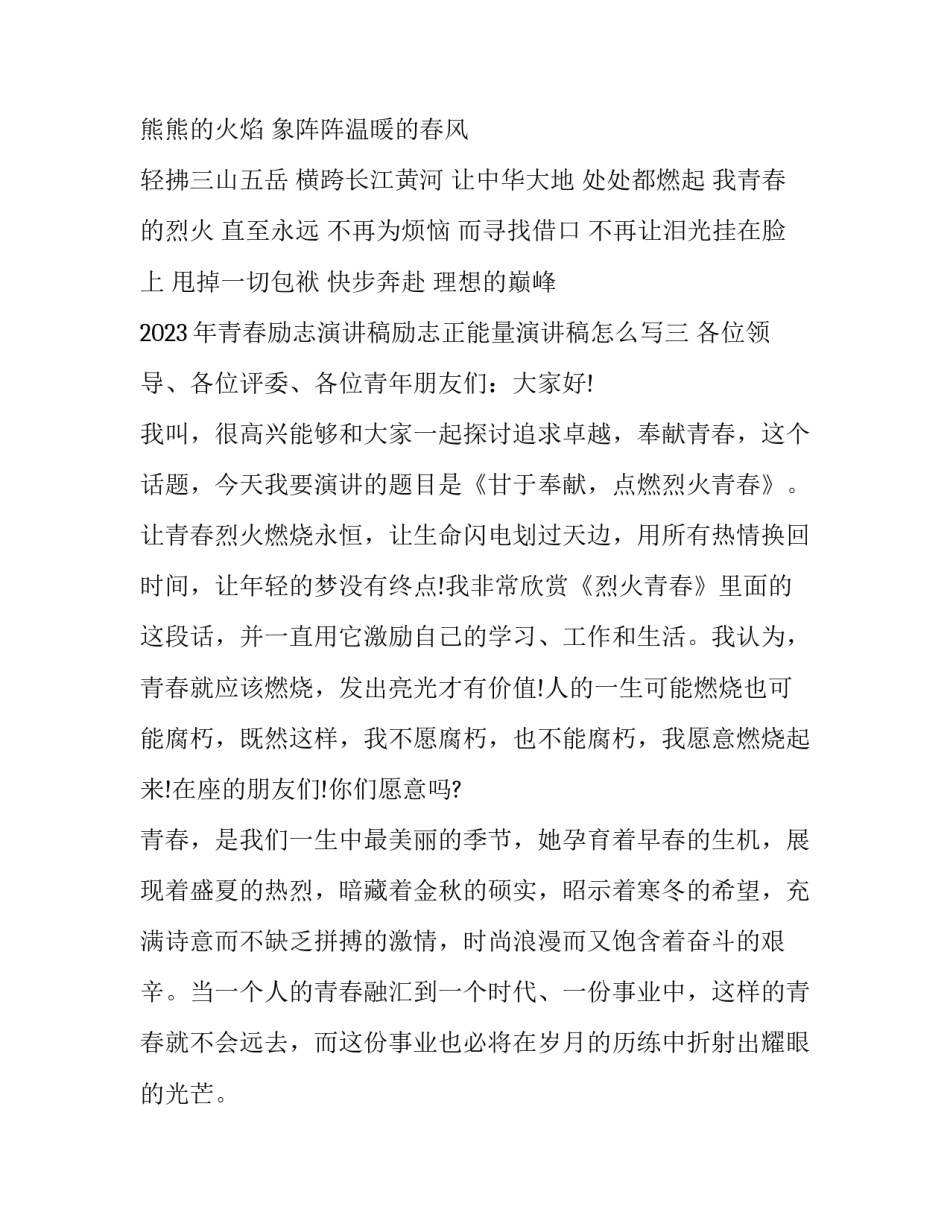 青春励志演讲稿励志正能量演讲稿怎么写 青春励志正能量演讲稿500字(6篇)_第2页