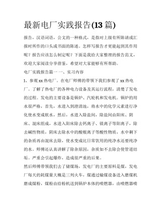 最新电厂实践报告(13篇)