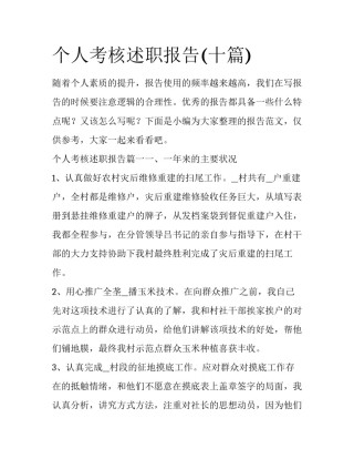 个人考核述职报告(十篇)