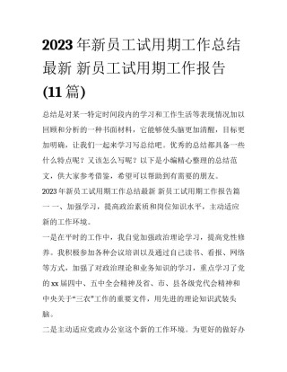 2023年新员工试用期工作总结最新 新员工试用期工作报告(11篇)