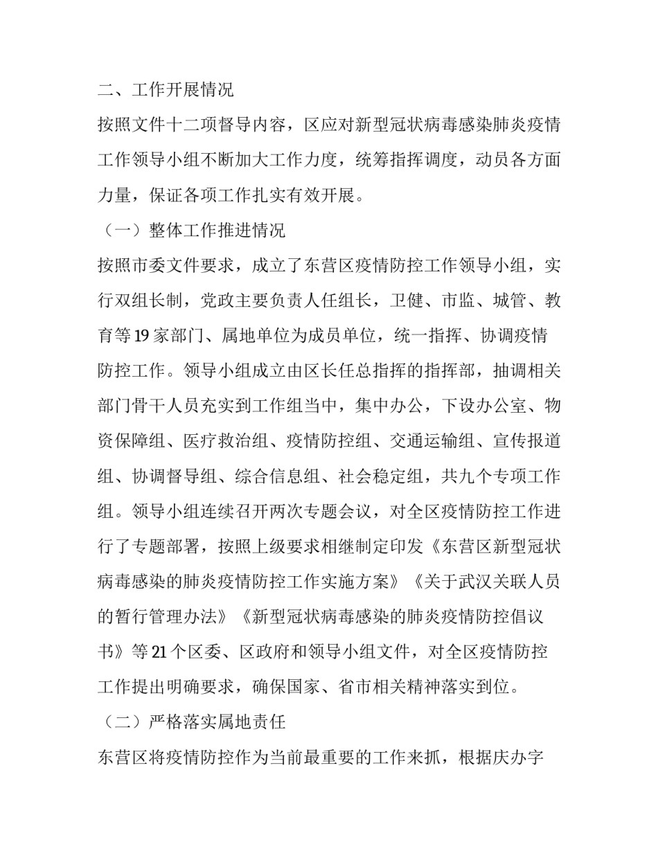 市党政班子**区应对新型冠状病毒感染肺炎疫情工作督导工作汇报_第2页