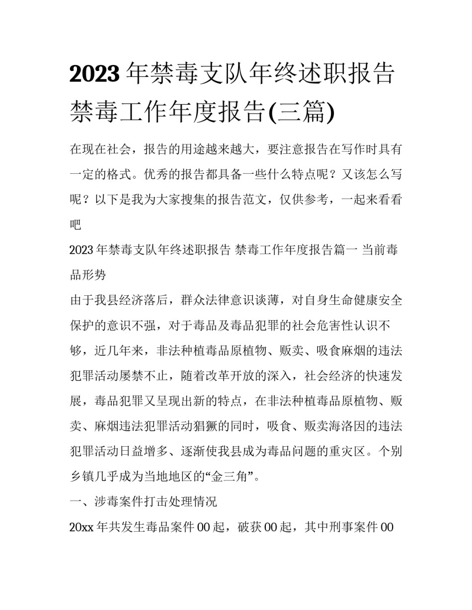 2023年禁毒支队年终述职报告 禁毒工作年度报告(三篇)_第1页