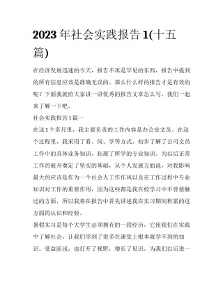 2023年社会实践报告1(十五篇)