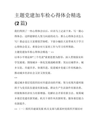 主题党建加车检心得体会精选(2篇)