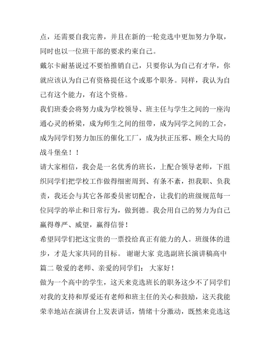 最新竞选副班长演讲稿高中(6篇)_第3页