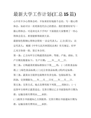 最新大学工作计划(汇总15篇)
