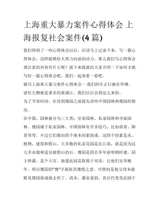上海重大暴力案件心得体会 上海报复社会案件(4篇)