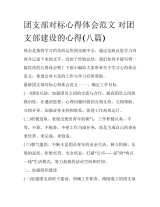 团支部对标心得体会范文 对团支部建设的心得(八篇)