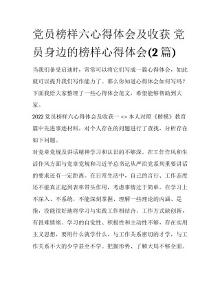 党员榜样六心得体会及收获 党员身边的榜样心得体会(2篇)