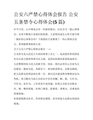 公安六严禁心得体会报告 公安五条禁令心得体会(5篇)