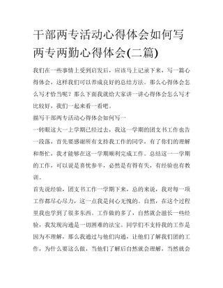 干部两专活动心得体会如何写 两专两勤心得体会(二篇)