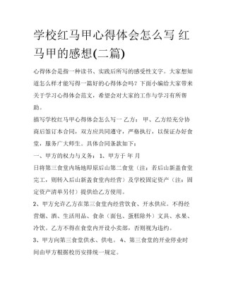 学校红马甲心得体会怎么写 红马甲的感想(二篇)