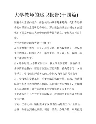 大学教师的述职报告(十四篇)