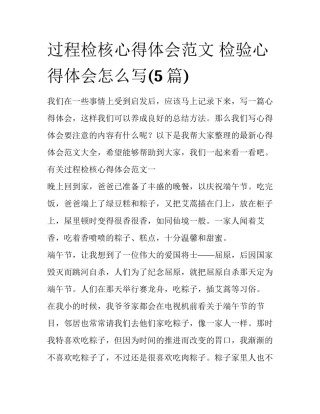 过程检核心得体会范文 检验心得体会怎么写(5篇)