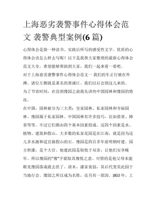 上海恶劣袭警事件心得体会范文 袭警典型案例(6篇)