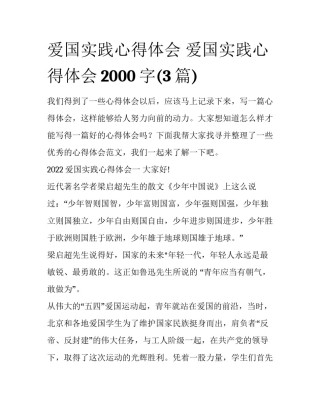 爱国实践心得体会 爱国实践心得体会2000字(3篇)