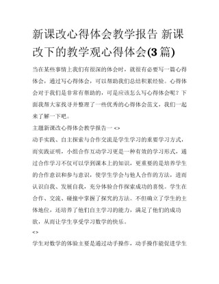 新课改心得体会教学报告 新课改下的教学观心得体会(3篇)