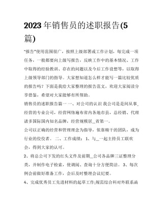 2023年销售员的述职报告(5篇)