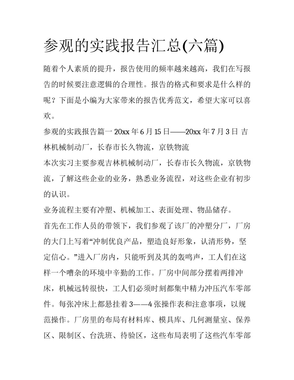 参观的实践报告汇总(六篇)_第1页