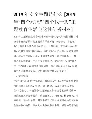 2019年安全主题是什么 [2019年“四个对照”“四个找一找”主题教育生活会党性剖析材料] 
