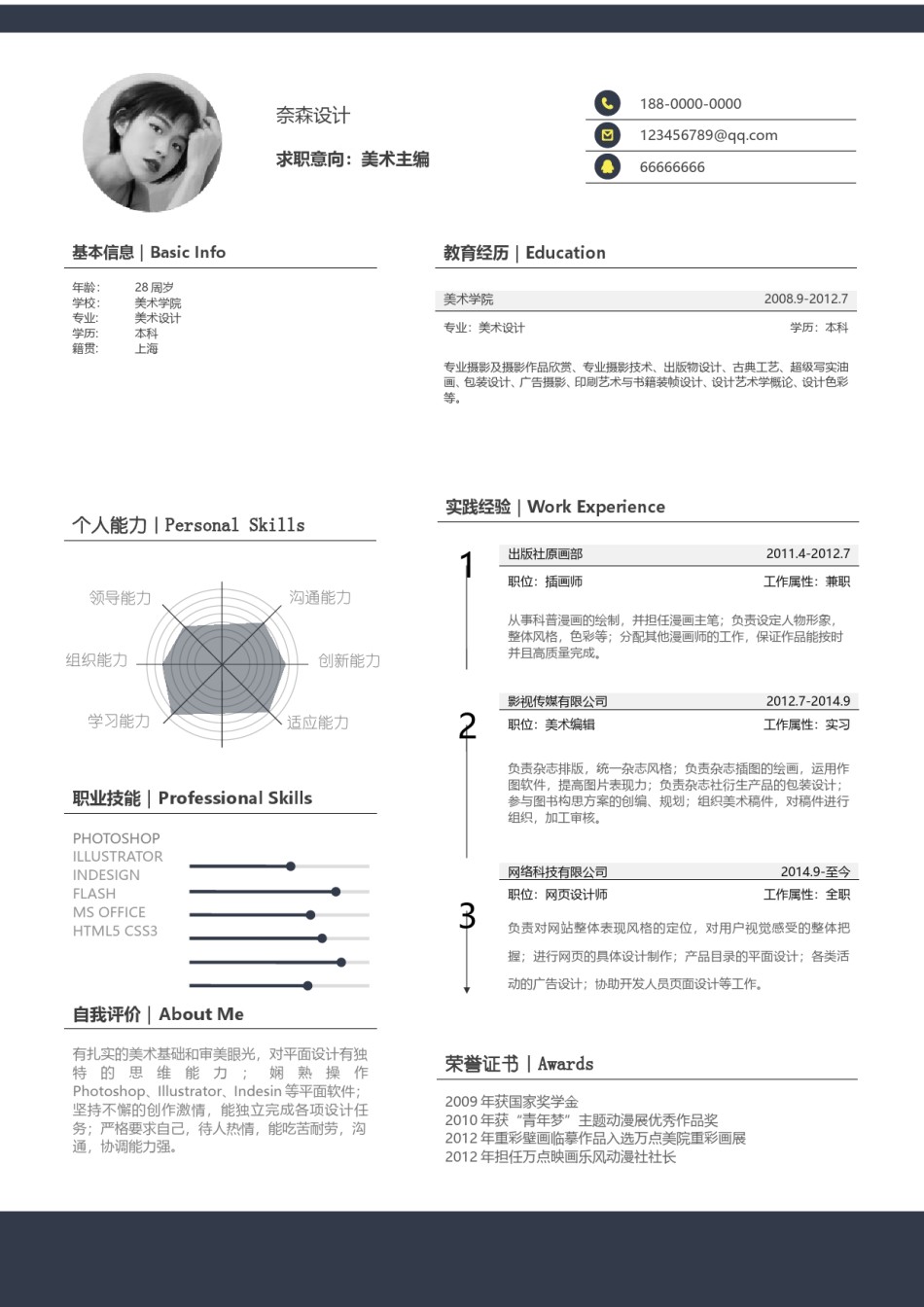 个人简历模板单页 (1).doc_第1页