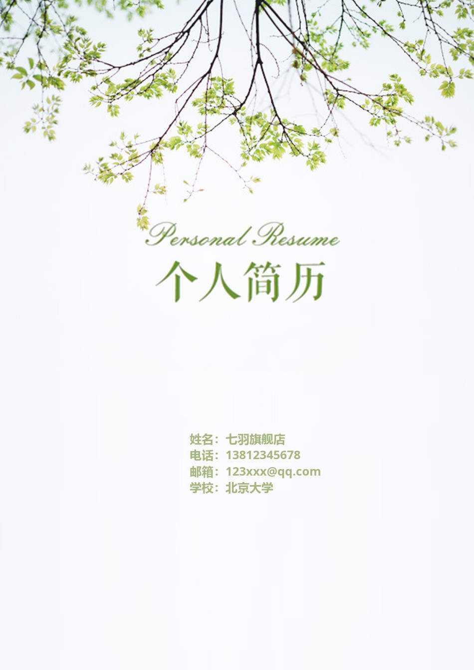 --6.树 枝 简 洁【简 历 封 面+简 历+自 荐 信】.doc_第1页