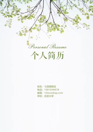 --6.树 枝 简 洁【简 历 封 面+简 历+自 荐 信】.doc