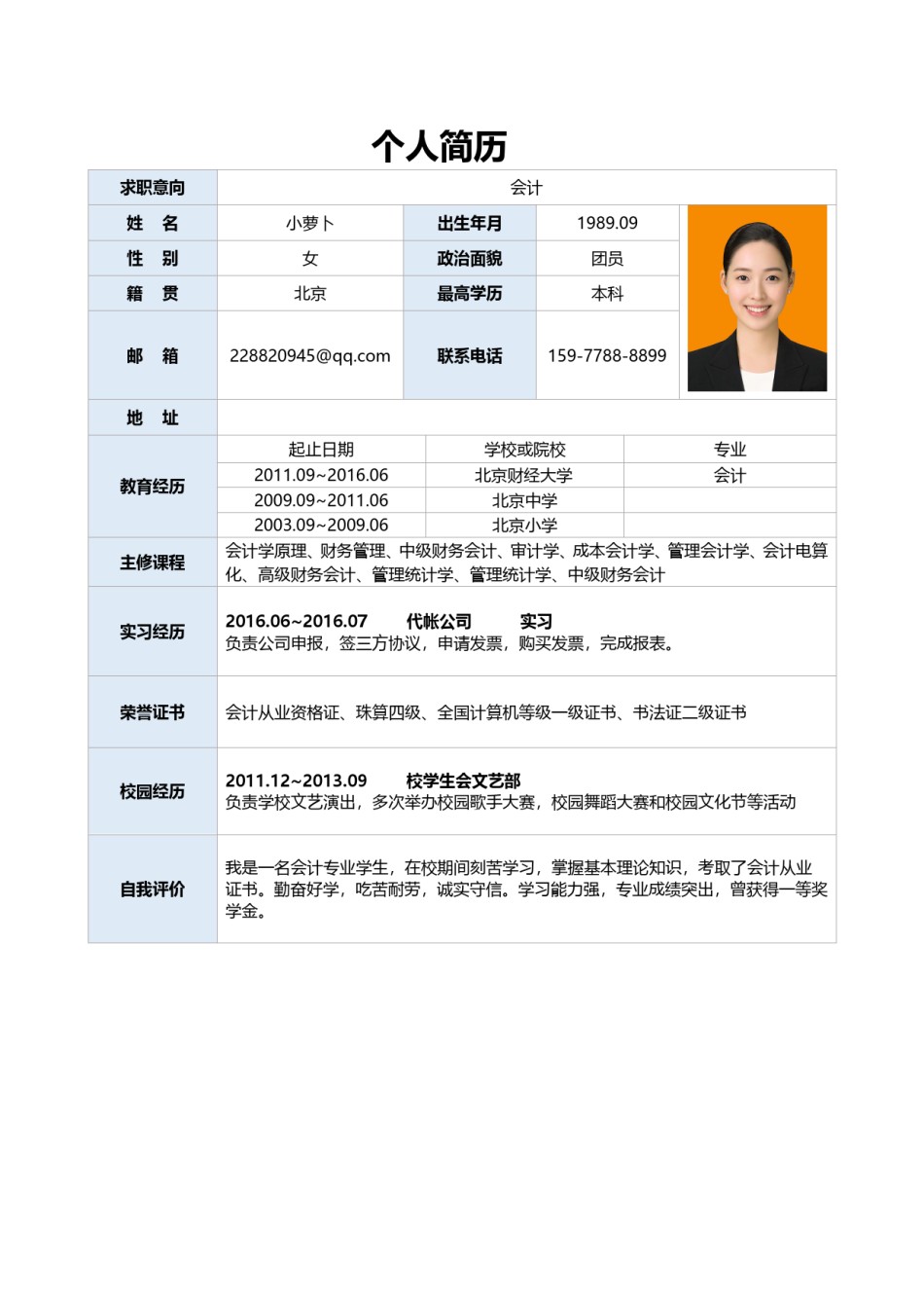 个人简历表格版 (4).doc_第1页