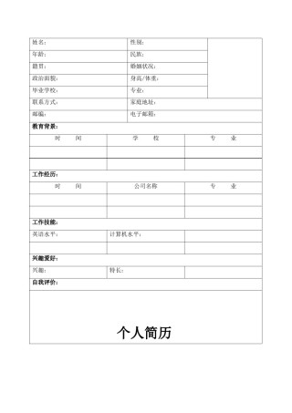 空白简历标准表格-32.doc